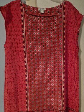 Old Navy Sleeveless Bandana Floral Print Pullover Sheath Dress Pink Red Womens M